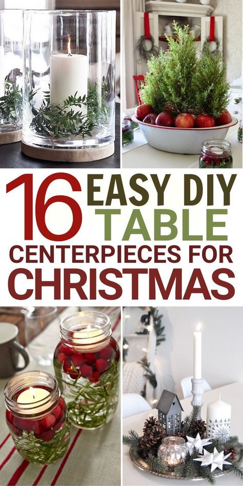 16 Christmas Centerpieces DIY Concepts Check more at https://howcandothis.com/homedecoration/16-christmas-centerpieces-diy-concepts/ Centrepieces For Christmas Table, Homemade Christmas Centrepiece, Christmas Table Decorations Diy Easy, Easy Christmas Table Centerpieces Simple, Christmas Candle Table Decorations, Easy Table Centerpieces Christmas, Easy Diy Christmas Centerpieces Simple, Christmas Table Centrepiece Ideas Simple, Simple Holiday Centerpieces Easy Diy