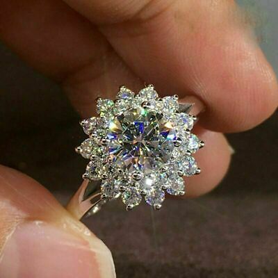 (eBay) 3.00Ct Round Cut D/VVS1 Diamond Snowflake Engagement Ring 14K White Gold Finish. Snowflake Engagement Ring, Anniversary Wedding Band, Princess Diamond, Proposal Ring, Princess Cut Diamonds, Rings For Her, Diamond Cluster, Moissanite Diamonds, White Ring