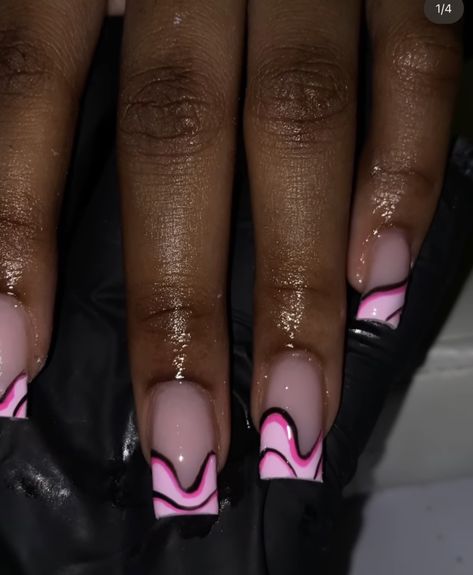 Baby Pink Nails Acrylic, Pink Tip Nails, Dark Pink Nails, Hippie Nails, Lavender Nails, Colored Acrylic Nails, French Acrylic Nails, Dope Nail Designs, Short Square Acrylic Nails