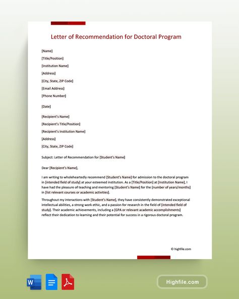 Letter of Recommendation for Doctoral Program Memorandum Letter Sample, Quotation Letter Sample, Psa Authorization Letter Sample, Sample Certificate Of Recognition, Authorization Letter To Claim Documents, Quote Template, Letter Of Recommendation, Work It, Google Docs