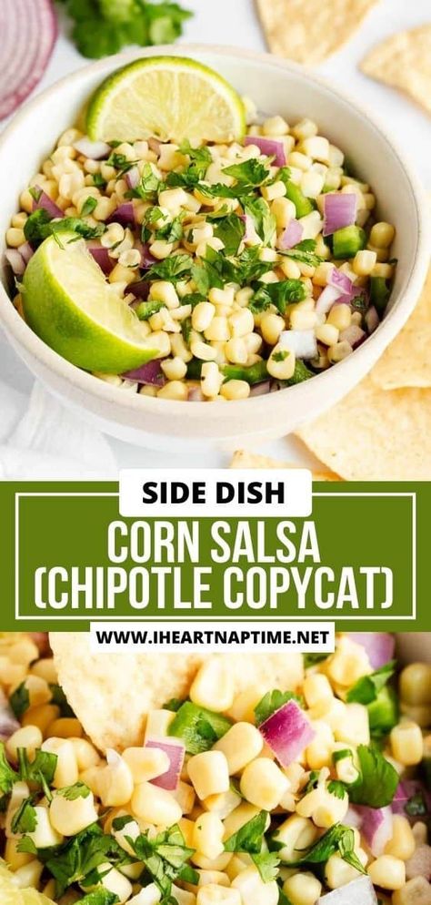 Copycat Chipotle Corn Salsa, Corn Salsa Chipotle, Chipotle Corn Salsa Recipe, Easy Corn Salsa, Chipotle Corn Salsa, Chipotle Corn, Chipotle Copycat Recipes, Bbq Foods, Roasted Corn Salad