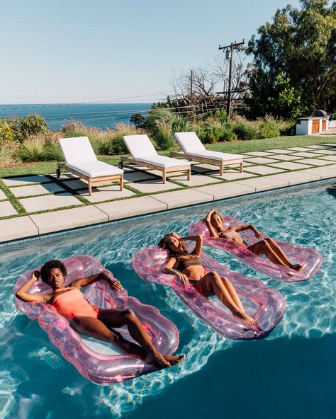 Buy two and save! Stay cool while floating comfortably in the new FUNBOY Clear Pink Mesh Lounger Float. Features a drink holder and headrest for ultimate comfort and relaxation. Floating is better with friends - pairs perfectly with the Clear Mint Mesh Lounger for the ultimate cooling duo. Pink Pool Floats, Pool Bachelorette, Summer Pool Floats, Cute Pool Floats, Luxury Pool Floats, Water Hammock, Pool Floaties, Inflatable Pool Floats, Kiddie Pool