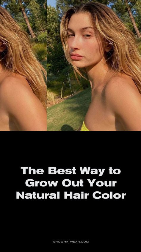 The best way to grow out your natural hair color. Transition From Blonde To Brunette Natural Colors, Grown Out Blonde Hair With Lowlights, Growing Out Hair Color Natural, Blonde Grow Out Ideas, How To Grow Out Your Natural Hair Color, Growing Out Your Natural Hair Color, Growing Roots Out Hair, Growing Color Out Of Hair, Returning To Natural Hair Color