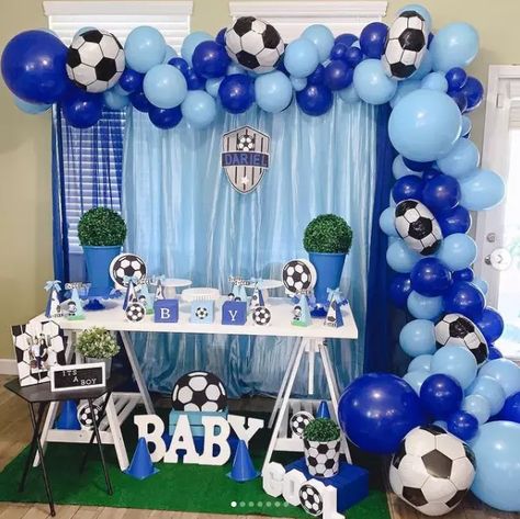 Birthday Ideas For Baby Boy, Messi Theme Birthday Party, Messi Party Decorations, Messi Birthday Party Ideas, Soccer 1st Birthday Baby Boy, Soccer Theme Baby Shower Ideas, Messi Birthday Party Ideas Argentina, Gender Reveal Ideas For Party Soccer, Soccer Baby Shower Ideas