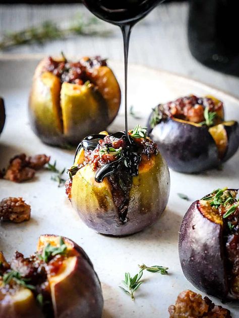 Fine Dining Starters, Stuffed Figs, Fall Appetizer, Balsamic Drizzle, Gourmet Appetizers, Fall Appetizers, Fig Recipes, Fine Dining Recipes, Elegant Fall