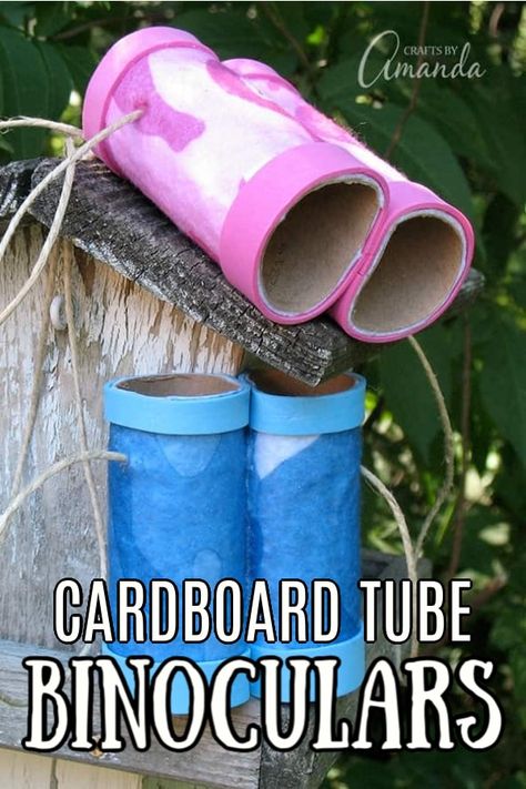 Vbs Olympics, Binocular Craft, Cardboard Tube Crafts, Toilet Paper Tubes, Cardboard Fireplace, April Crafts, Nature Craft, Summer Camp Crafts, Farewell Party