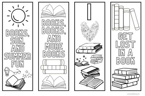 FREE Printable Bookmark Coloring Page: 12 Bookmarks to Color Book Marks To Color, Bookmark Colouring, Cute Bookmarks Printable, Free Printable Bookmarks To Color, Bookmark Coloring Pages, Free Printable Bookmarks Templates, Printable Bookmarks To Color, Bookmark Coloring, Coloring Bookmarks Free