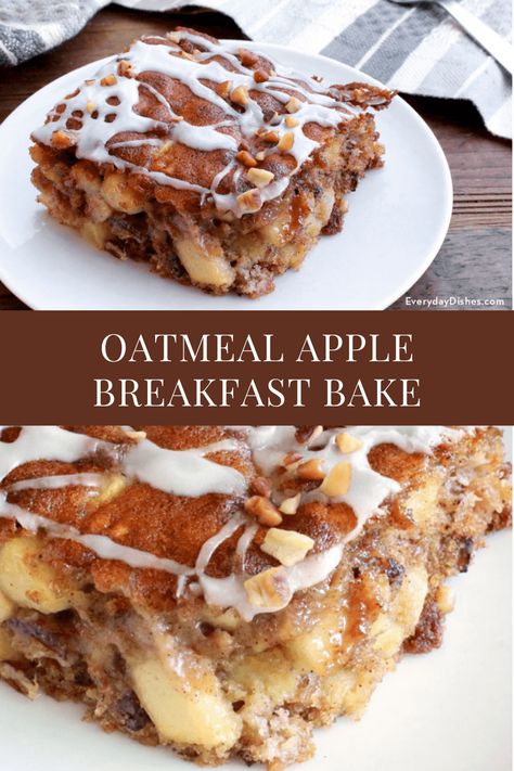 Oatmeal Apple Breakfast Bake Recipe - Everyday Dishes Good Apple Recipes, Farmhouse Breakfast Recipes, Apple Quinoa Breakfast Bake, Baked Apples With Oatmeal Filling, Poor Mans Breakfast, Apple Recipes With Oatmeal, Breakfast Fruit Bake, Breakfast Ideas Make Ahead Healthy, Breakfast Prep For The Week Kids