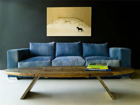 Vintage Levis 501 sofa from Environment Furniture Denim Couch, Denim Sofa, Denim Furniture, Blue Couch, Denim Decor, Casa Vintage, Blue Rooms, Vintage Sofa, Couch Furniture