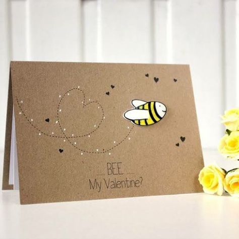 Bee Valentines Cards, Bee My Valentine, Valentines Day Cards Diy, Bee Valentine, Valentines Day Cards Handmade, Homemade Valentines Day Cards, Cute Valentines Card, Diy Valentines Cards, Boyfriends Girlfriends