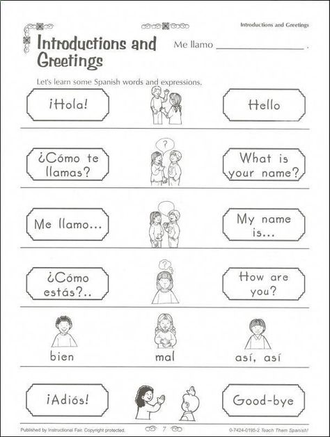 Pin On Learn Spanish Today Elementary Spanish Worksheets, Spanish Worksheets For Kids, Beginner Spanish Worksheets, Learning Spanish For Kids, Spanish Greetings, Homeschool Spanish, Spanish Basics, Spanish Lessons For Kids, French Worksheets