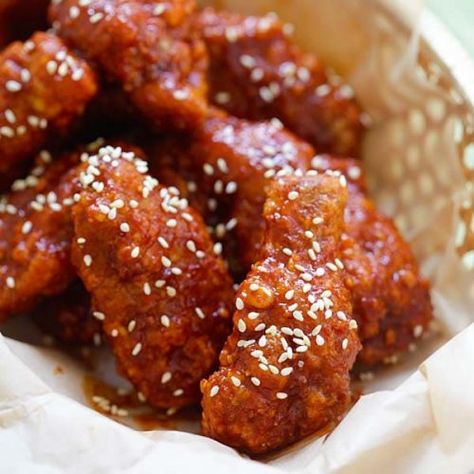 Korean Fried Chicken {The BEST Recipe!} | Rasa Malaysia Korean Chicken Wings, Spicy Korean Chicken, Korean Fried Chicken Recipe, Korean Chicken, Fried Chicken Recipe, Spicy Korean, Korean Fried Chicken, Crispy Fried Chicken, Fried Chicken Recipes