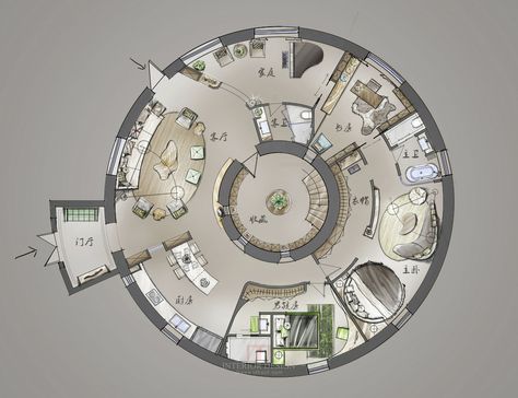 Circle Building Design, Circle Plan, Circular Houses, Circular House, Architecture Drawing Presentation, Circular Buildings, Theater Architecture, Round Building, Interior Architecture Drawing