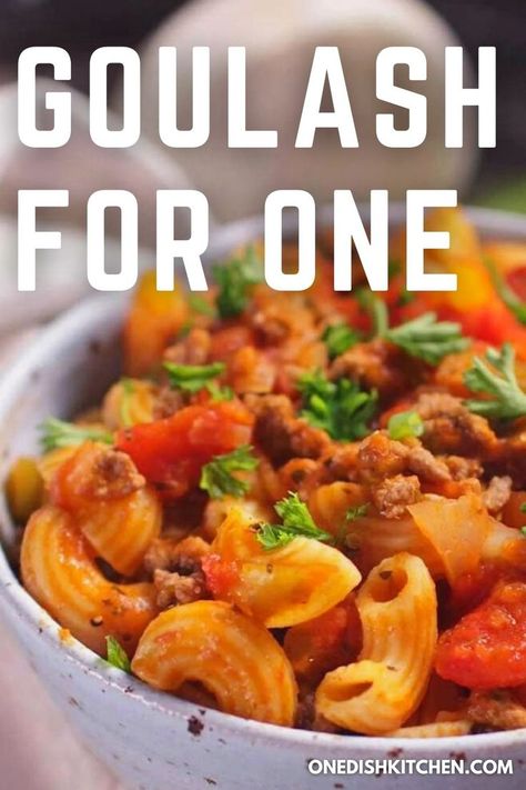 Healthy Dinner For One, Dinner For 1, Single Serve Meals, Meals For 1, One Dish Kitchen, Food For One, One Person Meals, American Goulash, Easy Meals For One