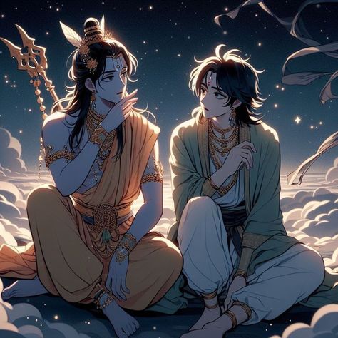 Ram And Krishna, Krishna Illustrations, Little Kanha Ji Images, Cartoons Krishna, Anime Kingdom, Shree Krishna Wallpapers, Religious Artwork, Peace Illustration, Vedic Art