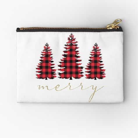 Buffalo Check Christmas Tree, Buffalo Check Christmas, Christmas Giveaways, Buffalo Check, Christmas Designs, Christmas Fashion, Canvas Pouch, Zipper Pouch, Zip Around Wallet