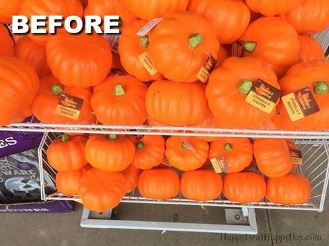 I love new and creative way to decorate pumpkins - and I especially love it when its on a faux pumpkin that I can use again and again each year. I also am a big… Styrofoam Pumpkins, Dollar Store Pumpkin, Frugal Decor, Glitter Pumpkins, Diy Glitter, Faux Pumpkins, Glitter Decor, Birthday Crafts, Orange Glitter