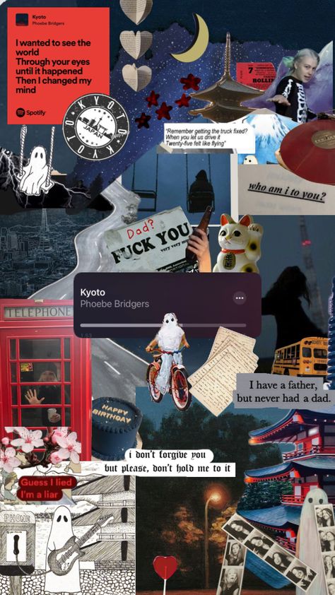 kyoto by phoebe bridgers #phoebebridgerscollage #kyotophoebe #punisherphoebebridgers #songshuffles Kyoto Phoebe Bridgers, Phoebe Bridgers, Suki Waterhouse, Kyoto, Aesthetic Wallpapers