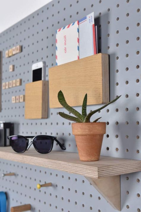 10 Pegboard Organization Ideas - Organization Obsessed Pegboard Craft Room, Peg Board Walls, Pegboard Kitchen, Pegboard Garage, Wooden Pegboard, Back To University, Pegboard Display, Pegboard Storage, Pegboard Organization