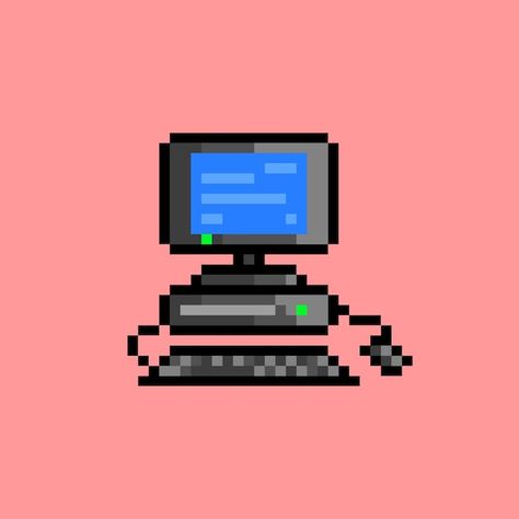 Computer Pixel Art, Pc Illustration, Pixel Computer, Pc Drawing, Laptop Art, Alter Computer, Science Drawing, Drawing Themes, Pixel Game