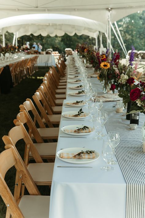 Wildflower tablescape / tent wedding / tent reception / colorful wedding florals / chíc backyard wedding  Elevate Your Backyard: Creating a High-End Wedding Experience - lizakirk.com Backyard Barbecue Wedding, Backyard Wedding 100 Guest, Backyard Wedding Tent, Wedding Picnic Reception, Wedding Cocktail Tables, Barbecue Wedding, Large Backyard, Picnic Wedding, Tent Reception