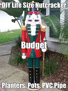 DIY Lifesize Nutcracker on a budget, Pots, Planters and PVC. Life Size Nutcracker, Large Nutcracker, Diy Nutcracker, Best Outdoor Christmas Decorations, Nutcracker Christmas Decorations, Christmas Tablescape, Christmas Yard Decorations, Christmas Tree Painting, Christmas Yard