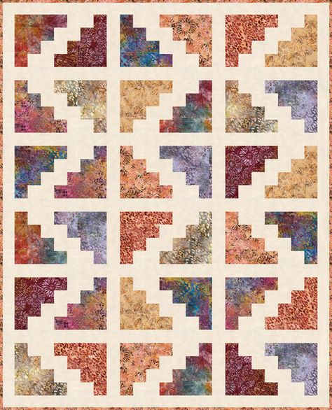 Countryside Trail Free Pattern: Robert Kaufman Fabric Company Jelly Roll Quilts, Southwestern Quilts, Strip Quilt Patterns, Southwest Quilts, Jelly Roll Patterns, Lap Quilt Patterns, Log Cabin Quilt Blocks, Jelly Roll Quilt Patterns, Quilting Designs Patterns