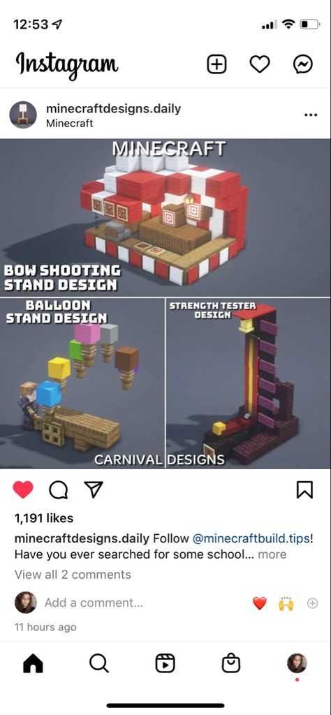 Minecraft Fnaf Building Ideas, Carnival Games Minecraft, Circus Minecraft Ideas, Mincraft Idea Theme Park, Minecraft Park Design, Minecraft Festival Ideas, Minecraft Carnival Game, Minecraft Carnival Rides, Minecraft Clown Build