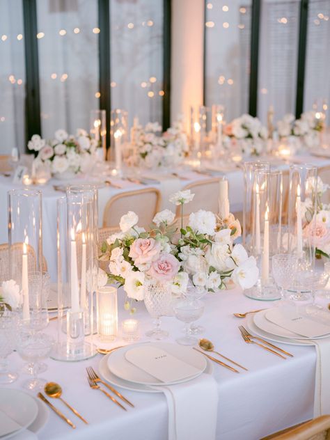 Blush Wedding Theme, White Wedding Decorations, Dream Wedding Reception, Pink And White Weddings, Light Pink Wedding, Candle Wedding Centerpieces, Dream Wedding Decorations, Pink Wedding Theme, Candle Wedding