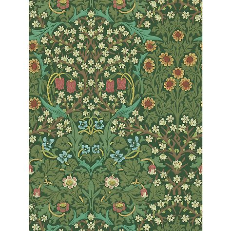 Buy Morris & Co Blackthorn Wallpaper, Green, DMCW210409 Online at johnlewis.com Blackthorn Wallpaper, Deep Green Wallpaper, Red Snakes, William Morris Wallpaper, Foliage Leaves, Morris Wallpapers, Green Vines, Green Backdrops, Graham & Brown