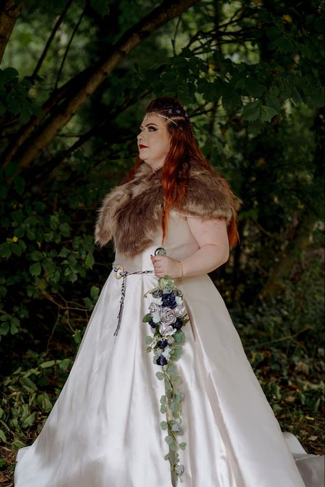 Viking wedding uk viking bride wedding dress bouquet champagne dress colour outdoor diy wedding wedding furs wedding dress belt Viking Bride Wedding Dress, Viking Bouquet, Viking Handfasting, Viking Bride, Fur Wedding Dress, Wedding Dress Bouquet, Diy Outdoor Weddings, Bride Wedding Dress, Viking Wedding