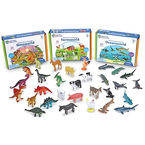 Amazon has this Learning Resources Pocket Animal Playsets, Imaginative Play, Three Sets in one—Ocean Animals, Farm Animals, and Dinosaurs!, Encourages Imaginative Play, Ages 3+ marked down from $20.99 to $15.30 right now. ONLY ON AMAZON! This fun learning toy is EXCLUSIVE to Amazon, where you’ll also find many more of our award-winning learning toys! IMAGINATIVE animal adventures begin with these pocket playsets! ALL-IN-ONE sets include animal counters, playset, and storage! THREE sets in Best Christmas Toys, Sea Mammal, Wooden Playset, Sand And Water Table, Learning Toys For Toddlers, Animals Farm, Puzzles For Toddlers, Building For Kids, Stem Toys