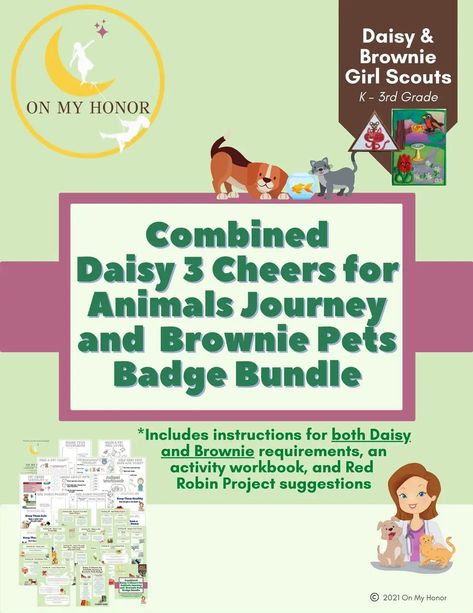 Multi-Level Girl Scout Troop Badges and Journey Plans | On My Honor Downloads Downloads Daisy Brownie Combined Troop, Brownie Pet Badge, Parent Handbook, Brownie Scouts, Daisy Troop, Girl Scout Badges, Girl Scout Daisy, Girl Scout Activities, Daisy Scouts