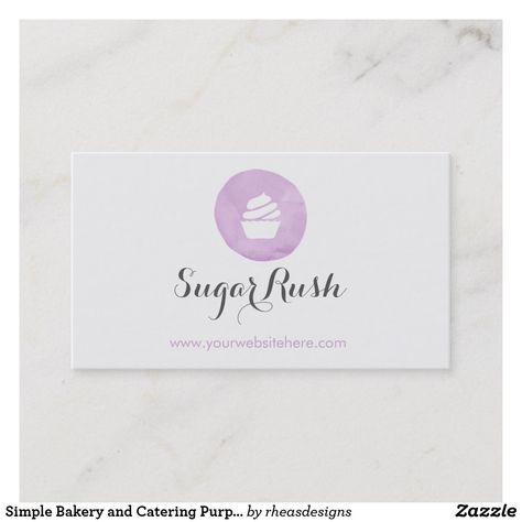 Bakery Branding Logo, Purple Icing, Bakery Business Cards Templates, Purple Cafe, White Business Card Design, Bakery Names, Bakery Business Cards, Baking Logo, Bakery Branding