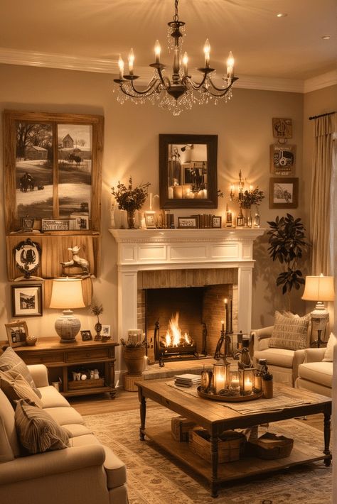 20 Country Living Room Decorating Ideas – The Crafty Hacks Old World Style Living Room, Old Money Aesthetic Living Room, Cosy Cottage Living Room English Country, Country Fireplace Ideas, Country Living Room Decorating Ideas, Cozy Vintage Living Room, Vintage Farmhouse Living Room, Farmhouse Chic Living Room, Country Fireplace