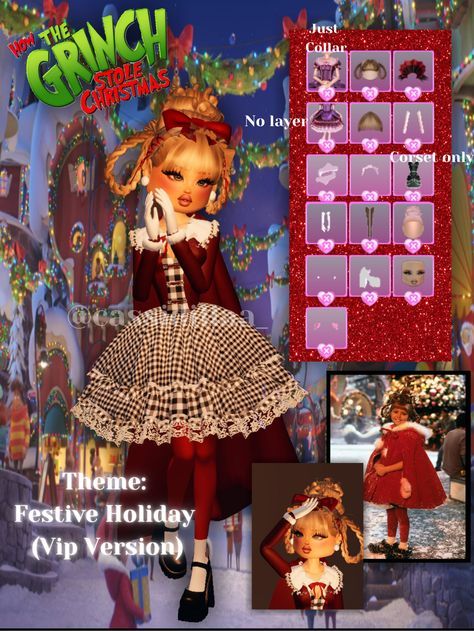 Fashion: #fashion, #style, #outfitinspiration, #beauty Cindy Lou Dti Outfit, Cindy Lou Who Outfit Ideas, Dti Outfit Hacks Christmas, Cindy Lou Who Dress To Impress, Festive Holiday Dress To Impress No Vip, Main Character Dti Outfit, Usa Dress To Impress, Dti Christmas Outfit Hacks, Elf Dti Outfit