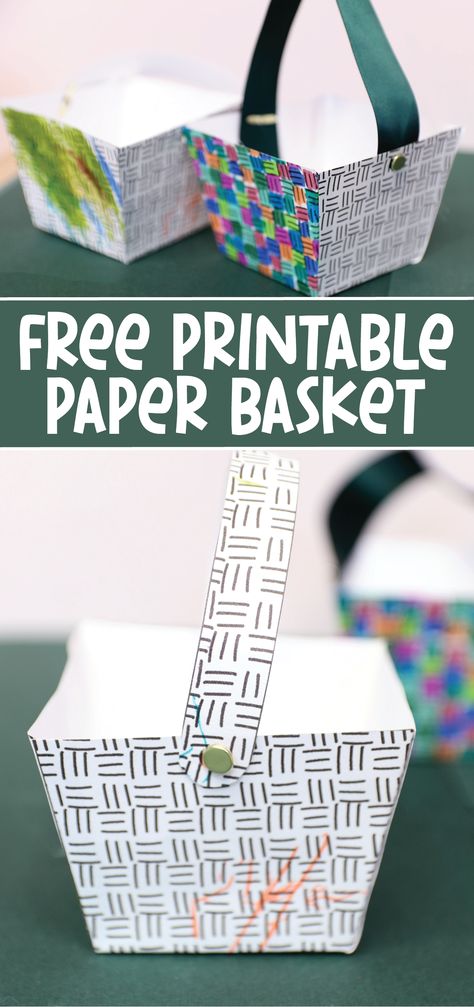 Paper Basket Templates + FREE Printable Paper Flower Basket, Boho Basket Decor, Kids Room Storage Solutions, Bathroom Storage Baskets, Basket Upcycle, Room Organization Hacks, Organization Baskets, May Day Baskets, Card Basket