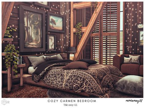 The Sims Resource - Cozy Carmen Bedroom TSR only CC Sims 4 Furniture Bedroom, Ts4 Bed Cc Patreon, Sims 4 Cc Blankets, Sims 4 Bed Frames Cc, Sims 4 Bedroom Set, Sims 4 Bedroom Cc Beds, Sims Bed Cc, The Sims 4 Bed Cc, Sims 4 Cozy Cc