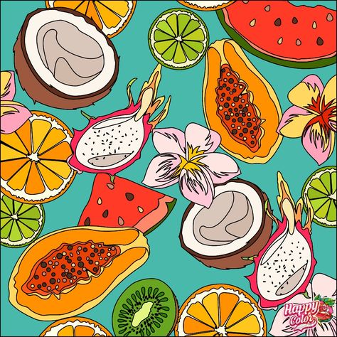 Fruit Collage Fruit Collage Art, Fruit Collage, Fruits Drawing, Art Fruit, Collage Drawing, Fruit Illustration, Coloring Apps, Cross Stitch Pictures, Doodle Art Designs