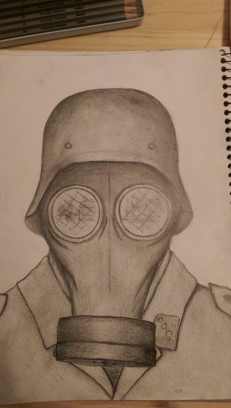 Gas Mask Drawing Sketches, Gas Mask Sketch, Ww2 Gas Mask, Ww1 Drawings, Ww2 Drawings, Gas Mask Drawing, Tank Drawing, Easy Dragon Drawings, Ww1 Art