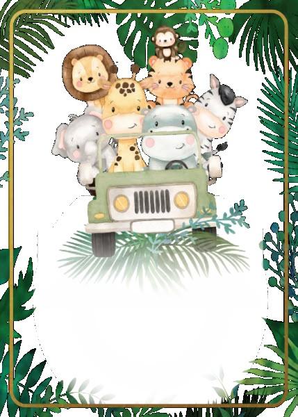 Festa Safari Baby, Cute Safari Animals, Safari Baby Shower Boy, Safari Invitations, Jungle Thema, Safari Animals Birthday, Safari Baby Animals, Baby Birthday Invitations, Boy Baby Shower Ideas