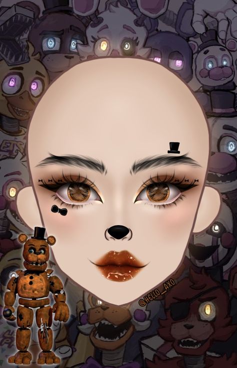 Fnaf Makeup, Holloween Makeup, Creepy Makeup, Fnaf Cosplay, Anime Cosplay Makeup, Punk Makeup, Makeup Drawing, Fnaf Freddy, Makeup Face Charts