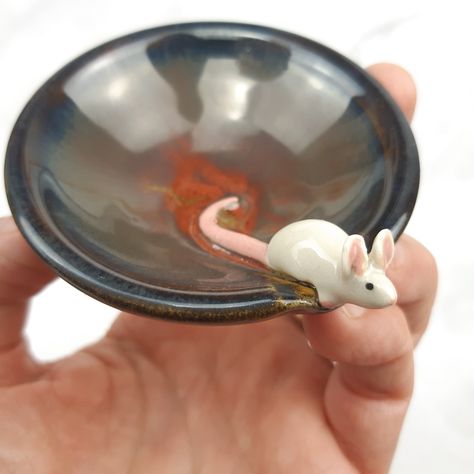 Mouse Clay, White Mouse, Stoneware Bowl, Clay Animals, Ceramic Bowls, Decorative Bowls, Stoneware, Figurines, Copper