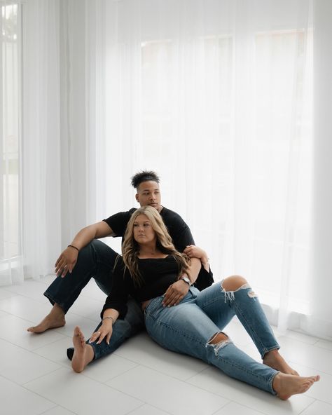 Studio couples session 😍 #couplesphotography #couplesphotoshoot #photographer #studiophotography #ncphotographer #authenticlove Brick Studio Photography, Black Couple Studio Photoshoot Ideas, Black Couple Studio Photoshoot, Interracial Photoshoot, Interracial Family Photoshoot, Interracial Couple Photoshoot Poses, Brick Studio, Biracial Couples, Studio Photoshoot