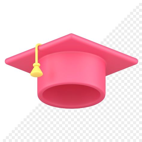 Education Cap, Pink Graduation Cap, Pink Graduation, Cap Graduation, Icon Template, Graduation Art, Grad Party Decorations, Graduation Hat, Isometric Illustration