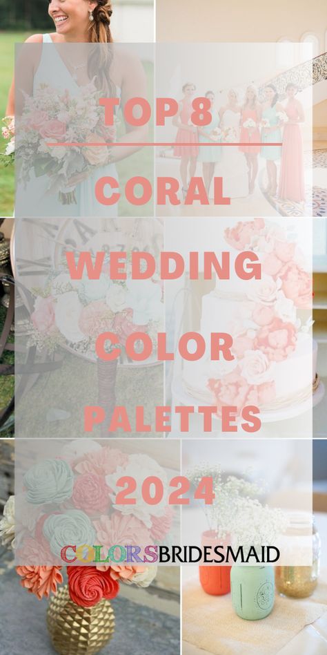 Coral Wedding Colors Combinations, Coral Color Wedding, Wedding Colors Coral, Coral Themed Wedding, Wedding Coral Theme, Summer Wedding Theme Ideas, Coral Color Pallete, Coral Wedding Colors Palette, Coral Wedding Palette