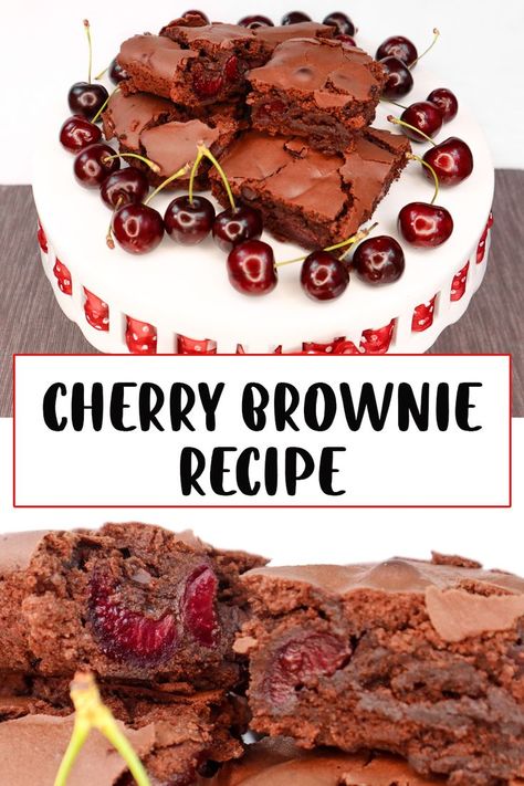 These decadent Chocolate Cherry Brownies are a take on a classic brownie recipe and fill's it with vibrant juicy cherries that add a burst of fruity flavor with every bite! Chocolate Covered Cherry Brownies, Basic Brownie Recipe, Pumpkin Swirl Brownies, Classic Brownies Recipe, Cherry Brownies, Chocolate Covered Cherry, Brownie Ingredients, Chocolate Covered Cherries, Cherry Recipes