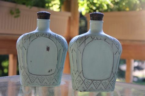 Crown Royal Crafts, Crown Royal Bottle, Crown Bottle, Wine Bottle Project, Crown Royal Bags, Liquor Bottle Crafts, Wine Bottle Corks, Wine Bottle Diy Crafts, Painted Wine Bottles