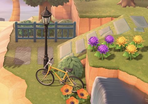 Fence Ideas Animal Crossing, Fencing Ideas Acnh, Incline Ideas Animal Crossing, Fencing Ideas Animal Crossing, Acnh Fence Idea, Animal Crossing Small Area Ideas Outside, Acnh Fencing, Inclines Animal Crossing, Acnh Fences