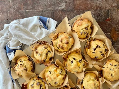 Persimmon Chocolate Chip Muffins – The Ranch Table Persimmon Muffins, Chocolate Persimmon, Sourdough Muffins, Biscuit Rolls, Chocolate Chip Muffins, Cut Up, The Fruit, Persimmon, Winter Food